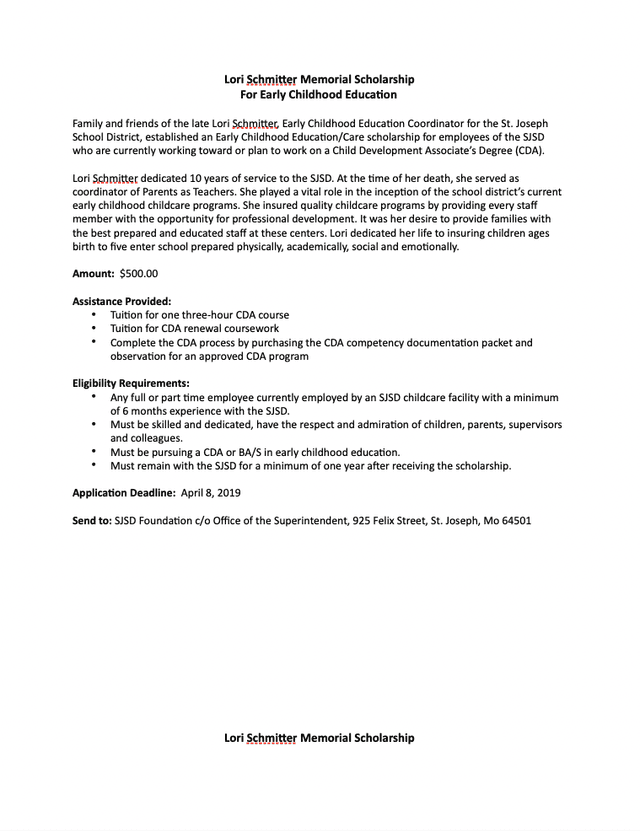 Schmitter Scholarship